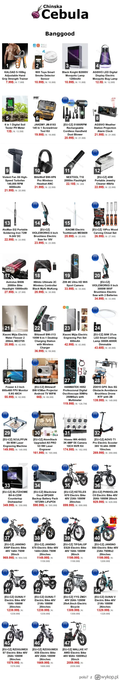 polu7 - Witam, dzisiejsze promocje z #banggood

Linki do promocji na moim telegramie ...