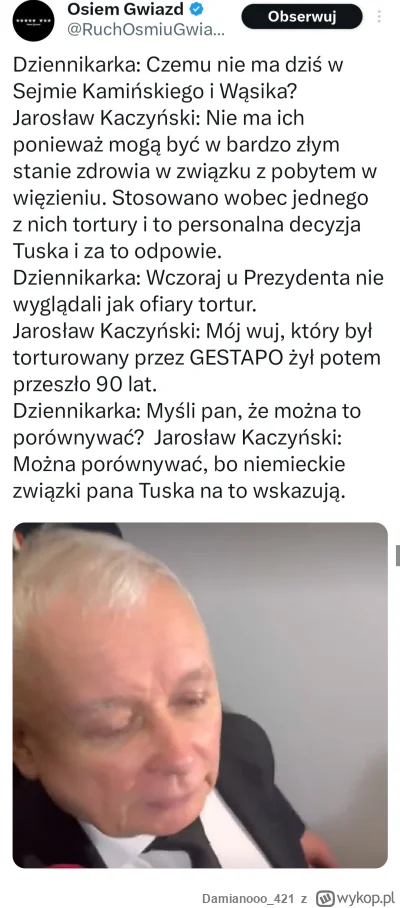 Damianooo_421 - Chciałbym, żeby dziewczyna myślała o mnie tyle co Kaczyński o Tusku (...