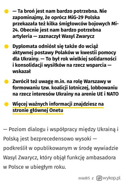 mial85 - „Poziom dialogu i współpracy między Ukrainą i Polską jest bezprecedensowo wy...