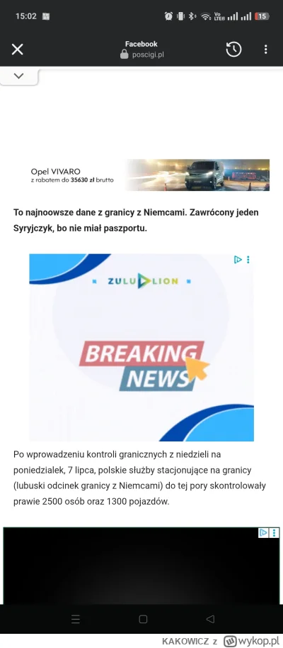 KAKOWICZ - Jeden dzień kontroli. Właśnie tak wygląda "kryzys" na granicy z Niemcami �...