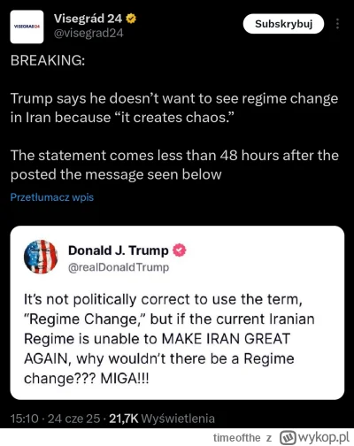 timeofthe - #iran #izrael #usa

Trumpizm. Ale jak to mówią w PO, "czasy się zmieniają...