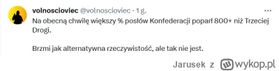 Jarusek - >Na obecną chwilę większy % posłów Konfederacji poparł 800+ niż Trzeciej Dr...