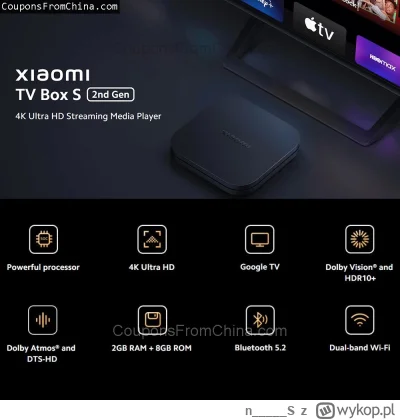 n____S - ❗ Xiaomi Mi TV Box S 2nd Gen. BT5.2 2/8GB [EU]
〽️ Cena: 68.06 USD
➡️ Sklep: ...