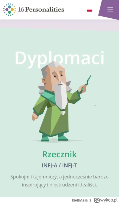 kielbAsia - @kontodlabeki: też już któryś raz wyszedł mi ten sam typ, ja mam INFJ xd