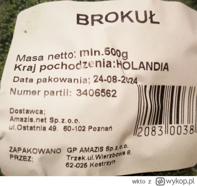 wkto - #listaproduktow
#brokul #biedronka
producent: tajny, Holandia
zapakowano przez...