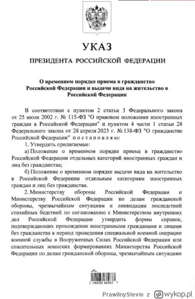 PrawilnyStevie - Car podpisał dekret mówiący, że jeśli starasz się o obywatelstwo ros...