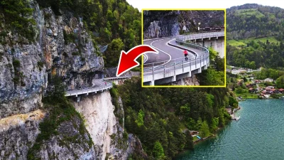 szwajcarski-szlak - Zdjęcie przedstawia północny fragment drogi przy jeziorze Thun w ...