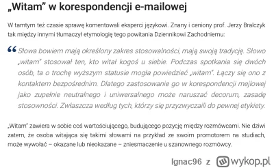 Ignac96 - O ile mistrzem ortografii, gramatyki i wirtuozem języka nie jestem, tak nie...