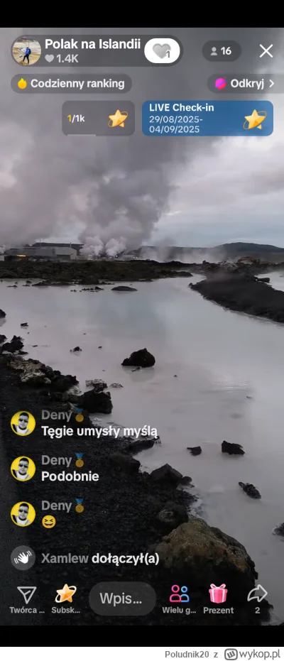 Poludnik20 - Łukasz z Zabrza mieszka na Islandii.Jest teraz w geotermalnym ośrodku sp...