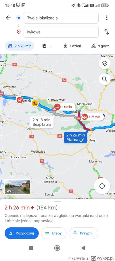 mkarweta - Dzienkuje pan Gugle Maps, nie dość, że dłuższa trasa to jest t trzeba za n...