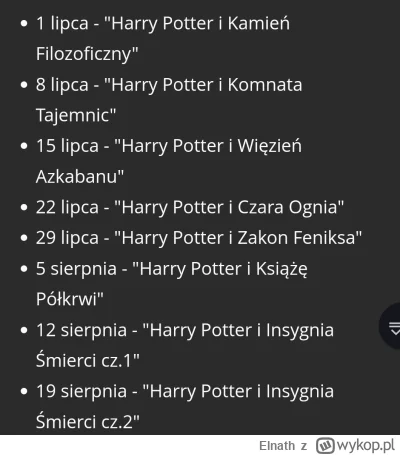 Elnath - Nie wiem czy wiecie, ale multikino od lipca puszcza Harrego co tydzień.

#ha...