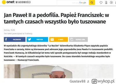 Gustav88 - nawet papież atakuje papieża  ( ͡º ͜ʖ͡º)
ale się sypie narracja pisowców
#...