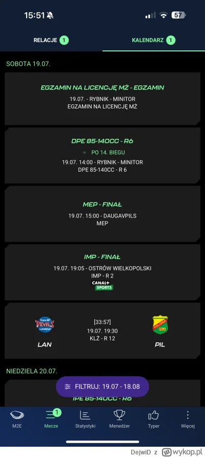 DejwiD - @mmm_MMM: zuzelek masz w appp
ce Ekstraliga, mecze, kalendarz. Podają od raz...