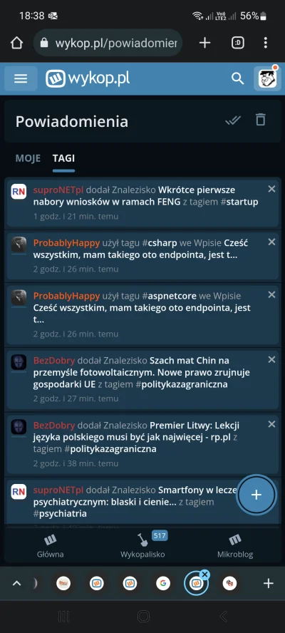 Goglez - Jak ktoś doda dwa tagi które się obserwuje do jednego wpisu, to dostaje się ...