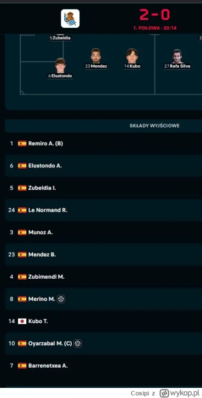 Cosipi - No i taką drużynę jak Sociedad to ja szanuje
10/11 z podstawowego składu to ...