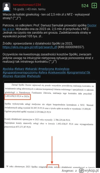 Angmac - Witam, ja w sprawie wpisu @tomasztomasz1234 - bardzo mozliwe, że nasz śledcz...