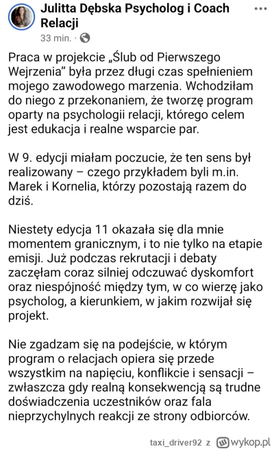 taxi_driver92 - Pani Julitta rezygnuje ze współpracy, jak myślicie czy to dobra decyz...