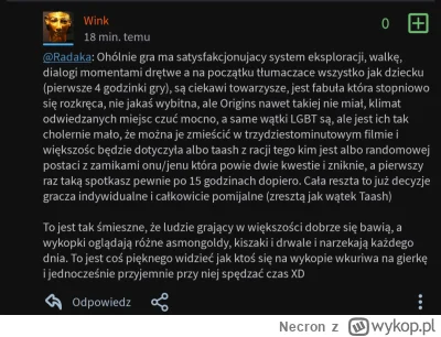 Necron - K---a, jest 8:30 a Wink już broni wokeguarda, chłop to pracuje w EA Polska j...