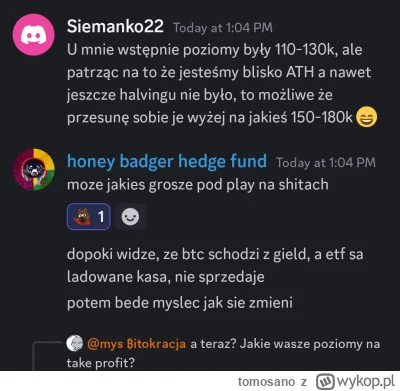 tomosano - Nasi użytkownicy przewidują 130 a nawet 180k za BTC na szczycie hossy, a j...