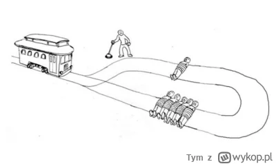 Tym - > ryzykowanie życia pasażerów z dwóch pociągów, by ratować jeden, to jest krymi...