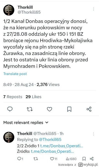 konradpra - #ukraina #wojna #rosja

Pokrovsk. 

https://x.com/Thorkill65/status/18287...