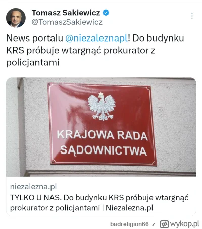 badreligion66 - #polityka To ci news, prokurator z policjantami chce wejść do KRS. I ...