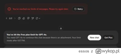 essos - Chat gpt ostatnio ograniczył limit wiadomości w darmowej wersji? Mam wrazenie...