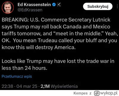 Kempes - #polityka #gospodarka #heheszki #trump #usa

Szybko poszła ta partyjka w sza...