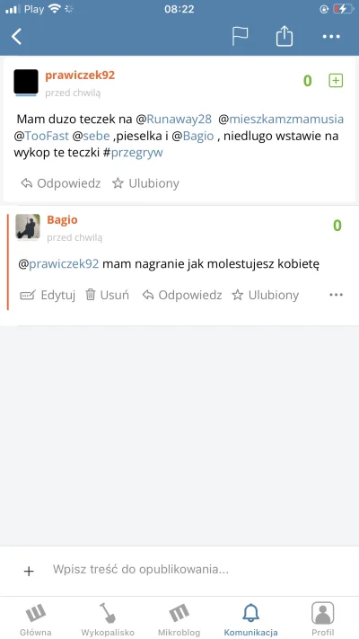 Bagio - Wystarczył się i szybko usunął. Nie strasz nigdy więcej @prawiczek92 - Zawsze...