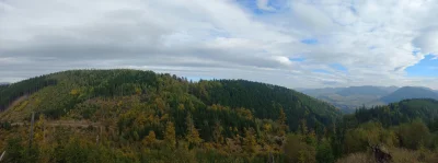 WR9100 - Dzikowiec widziany z Sokółki, po lewej stronie nad drzewami widoczny szkiele...