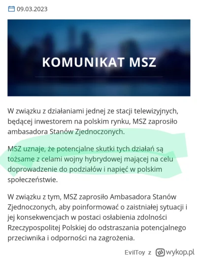 EvilToy - Jest jeszcze gorzej niż myślałem, MSZ oskarżył inwestora USA o prowadzenie ...