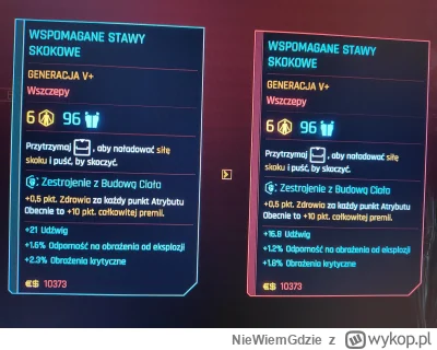 NieWiemGdzie - #cyberpunk2077 Czemu przy ulepszaniu wszczepów na V++ statystki niektó...