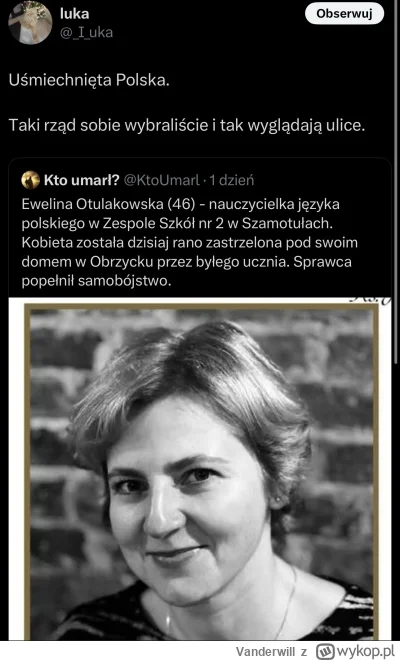 Vanderwill - Uczeń zastrzelił nauczycielkę pod jej domem. Wyborca PISU. Kurtyna #pis ...