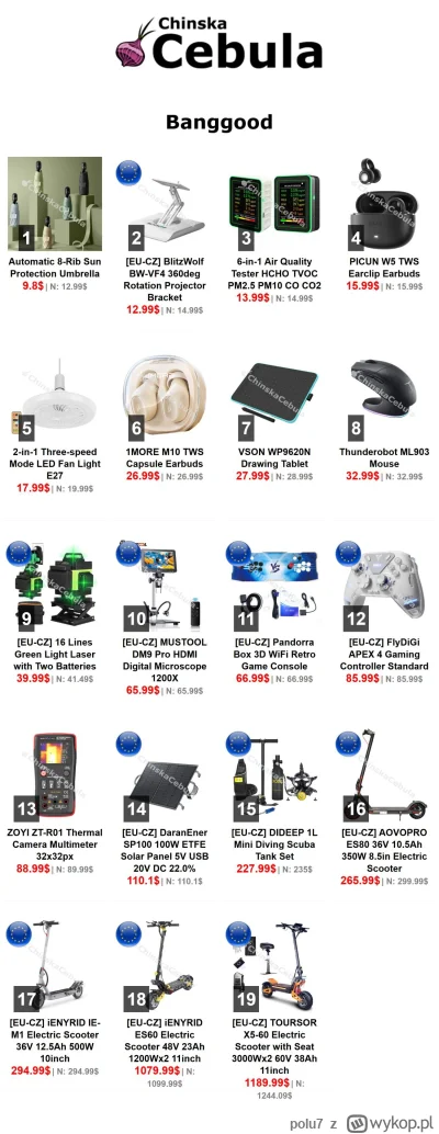 polu7 - Witam, dzisiejsze promocje z #banggood

Linki do promocji na moim telegramie ...