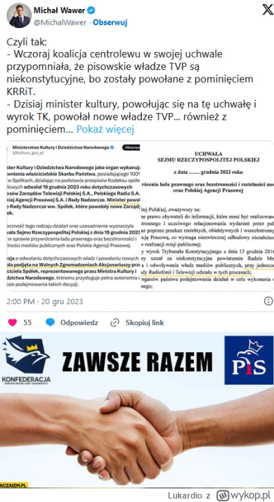 Lukardio - https://twitter.com/MichalWawer/status/1737457843039518910

#polska #konfe...