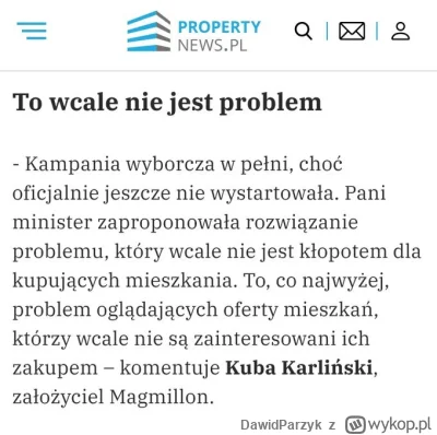DawidParzyk - "To, co najwyżej, problem oglądających oferty mieszkań, którzy wcale ni...
