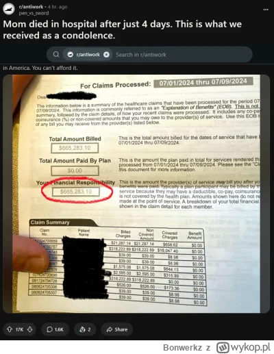 Bonwerkz - #scam #usa #healthcare #zdrowie #ubezpieczenia
Gość na Reddicie wrzucił ko...