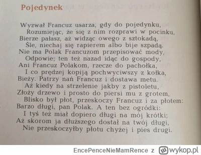 EncePenceNieMamRence - Pocinek - pojedynek

#codziennafraszka #heheszki #poezja