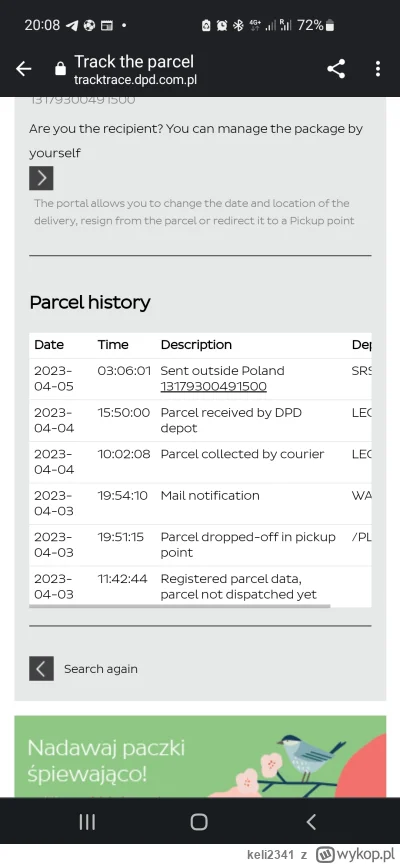 keli2341 - #dpd witam mam problem mój znajomy wysłał mi paczkę 03.04 z Polski za gran...