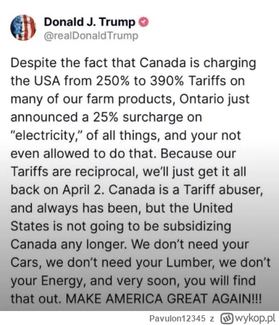Pavulon12345 - Pomarańczowy orangutan oburzył się, że Kanada "napastuje" USA cłami i ...