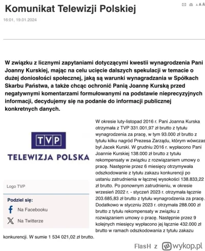 FlasH - Żona Kurskiego - 1,5 miliona za 5 miesięcy pracy w TVP.

o ile w ogóle pracow...