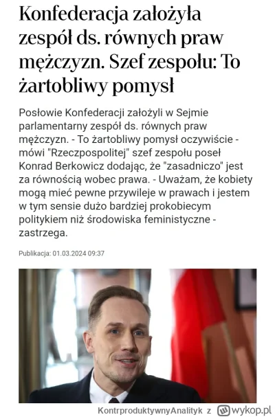 KontrproduktywnyAnalityk - Cockserwatysta z konfederacji za przywilejami prawnymi dla...