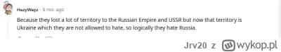 Jrv20 - Pytanie na reddit, dlaczego twoim zdaniem Polacy nienawidzą Rosjan, zgadzacie...