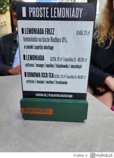 Codon - #polska #restauracja #inflacja #ekonomia #gospodarka 50zł za litr wody z kawa...