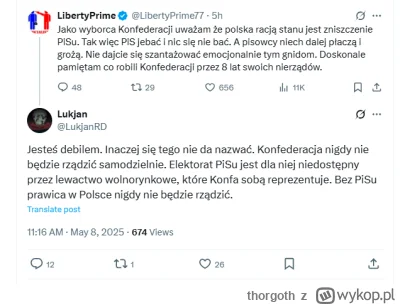 thorgoth - Whoa, to jest świeże. Pisowiec wyzywa konfiarza, twierdząc że Konfederacja...