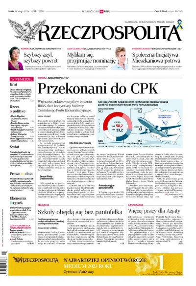 Okcydent - Jutrzejsza Rzeczpospolita - 58,2% Polaków popiera budowę CPK, przeciwko ty...
