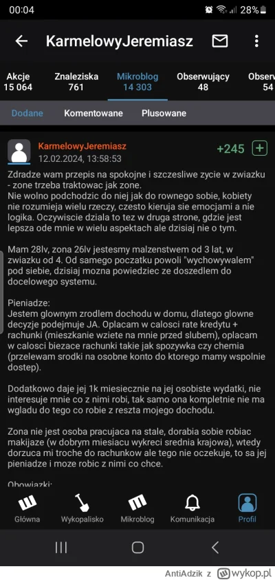 AntiAdzik - @KarmelowyJeremiasz 
Nie zły bait. Zwlaszcza ze jeszcze 2 msc. temu pisal...