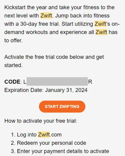 matti05 - Oddam kod na 30 dni, który był rozsyłany mailowo. 

SPOILER

#zwift