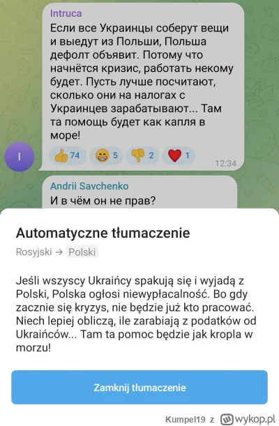 Kumpel19 - Ukraińskie Telegramy. Kanał grupy uchodźców z Ukrainy, zamieszujących w Po...