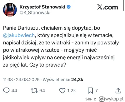 Sin- - Najlepszy sposób, żeby tańsza energia z wiatru nie przyszła za 5 lat? Zablokow...